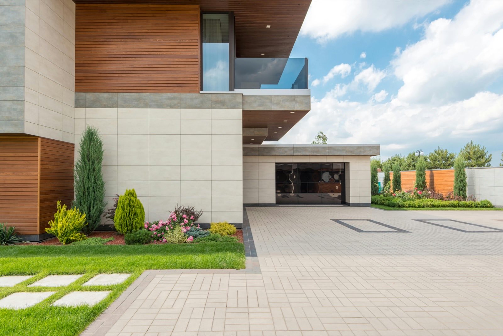 Finished concrete driveway outside a Sydney home