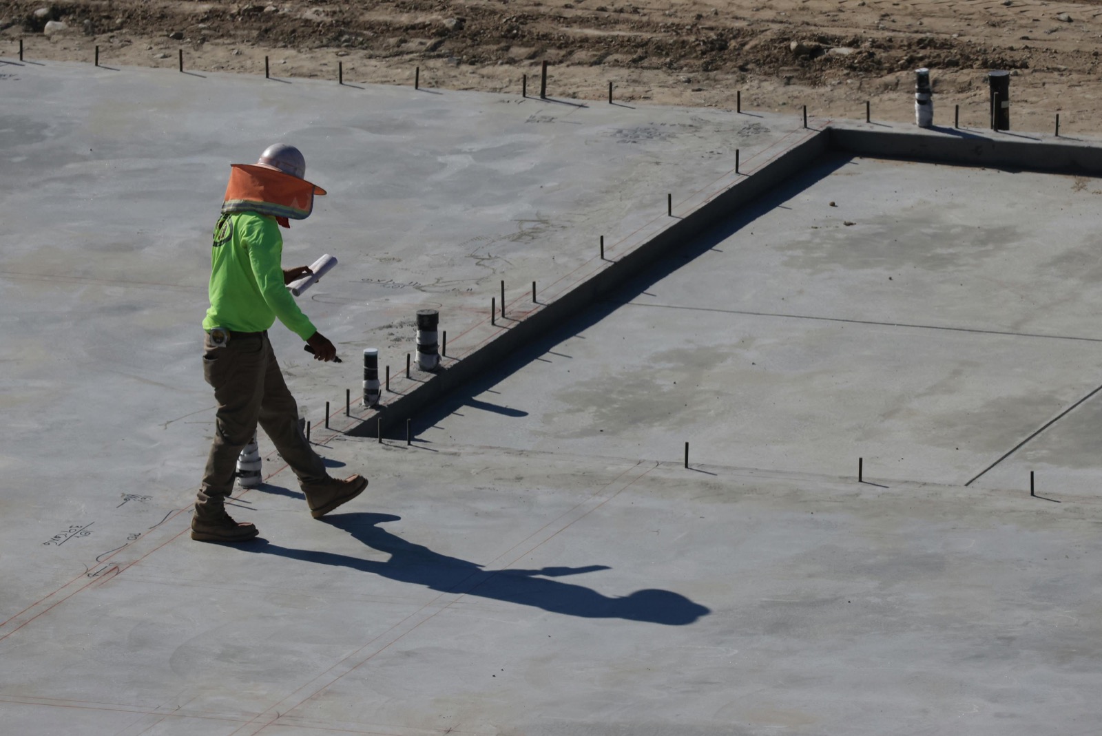 Concrete slab and site preparation work in progress